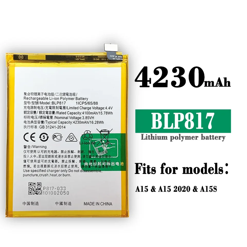 Vysoko kvalitná náhradná batéria pre OPPO A15 A15S PLYT BATTERSKÁ BATTER BATTER BATTER