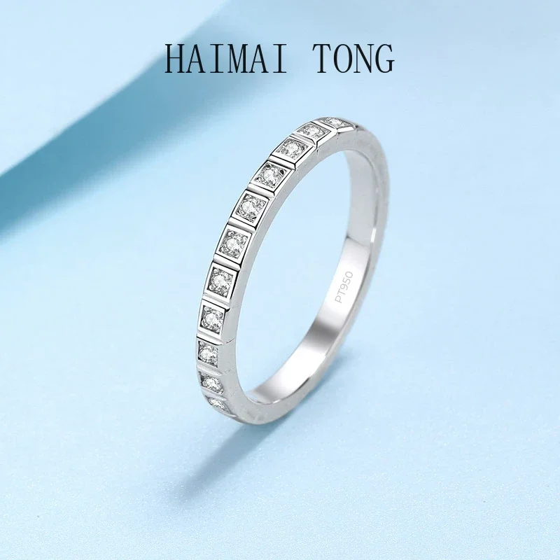 Vysoko kvalitná platina PT950 Rings Moissanite VVS1 D farba 0,165Ct Diamond Classic Zúčastnite sa kokteilu pre ženy certifikované