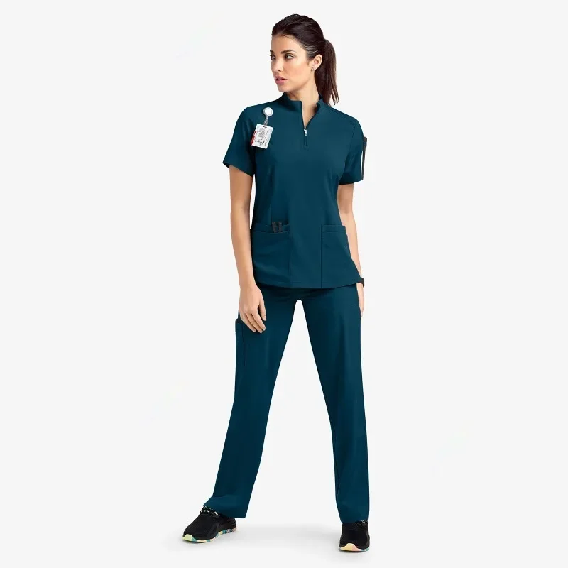 Vysoko kvalitná uniforma zdravotná sestra Uniforma Set Set Women a Men's Modern V-Neck Top and Pant Hospital Workwear Doctor Doctor Suits