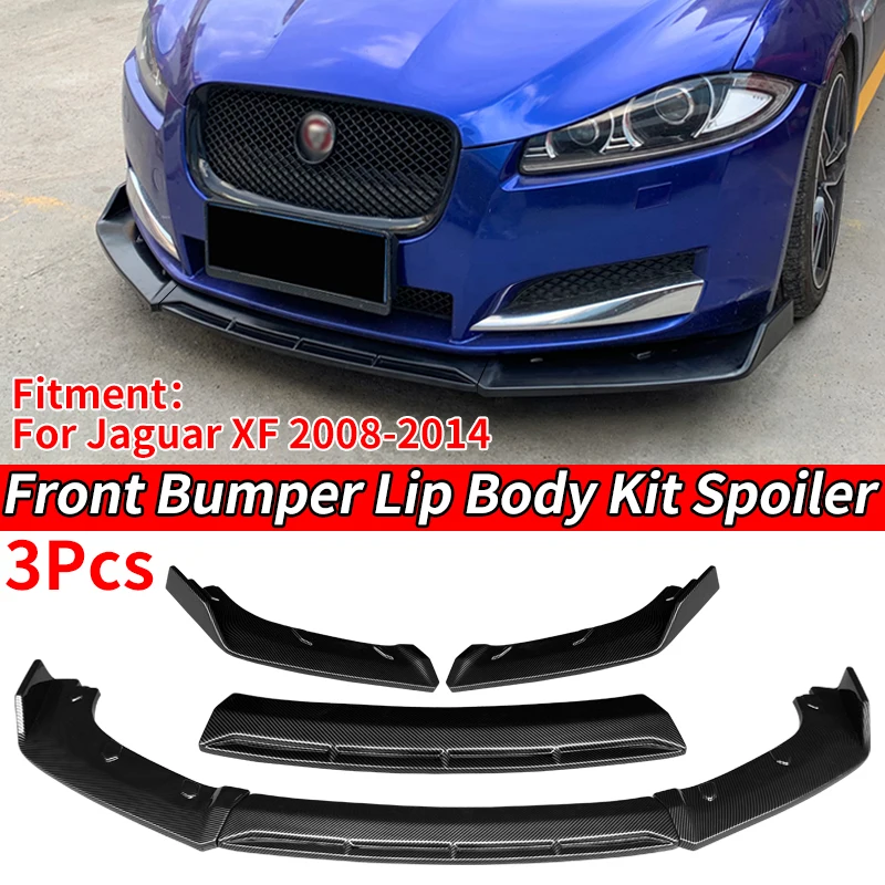 Vysoko kvalitná zástera spojlera predných pier pre Jaguar XF 2008-2014 ABS Gloss Gloss Black Head Bumper Brady brada Lapche Guard CAR Styling Carbon