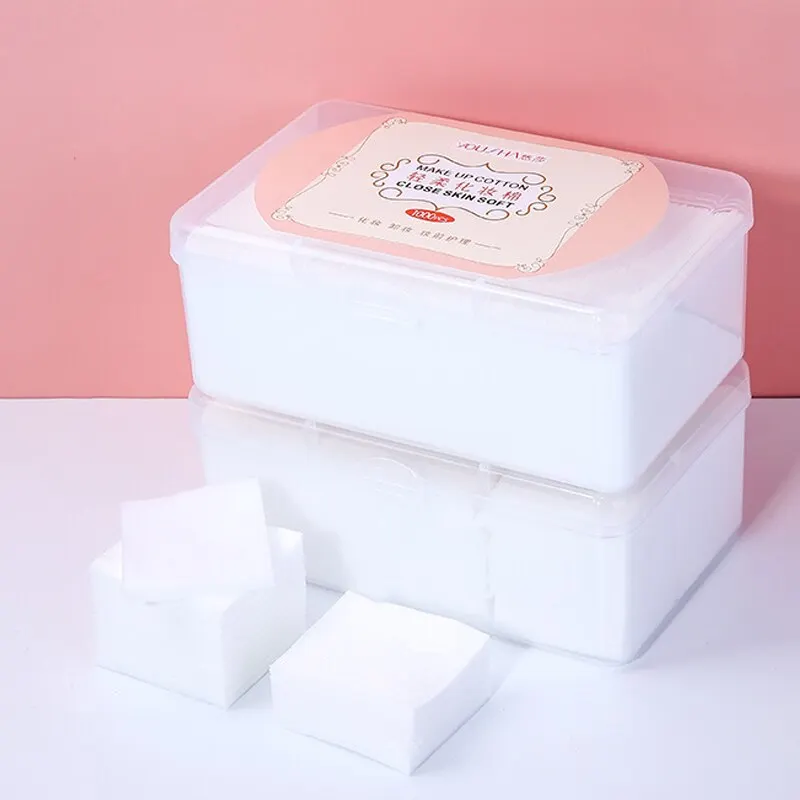 Vysoko kvalitné 1 000 pc/set jednorazový make -up bavlnený obrúsky mäkké odstraňovače vložky na čistenie tváre Čistiaci papier utierte kozmetickú podložku