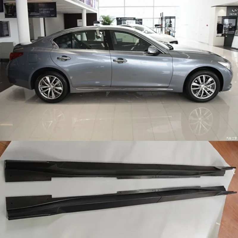 Vysoko kvalitné 2ks/1set ABS Black uhlíkové vlákno Side sukne Protect sa hodí pre Infiniti Q50 2014 2019 2020