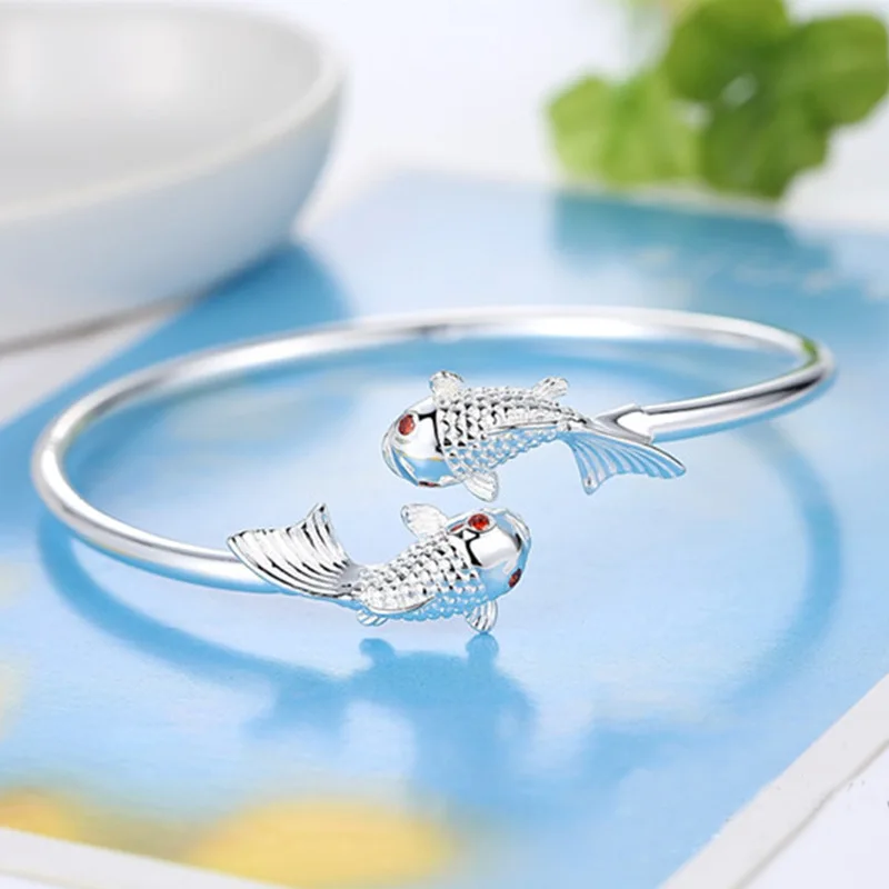 Vysoko kvalitné 925 Sterling Silver Originálne náramky Zlatá rybka náramky pre ženy módne luxusné večierky svadobné šperky jemný darček