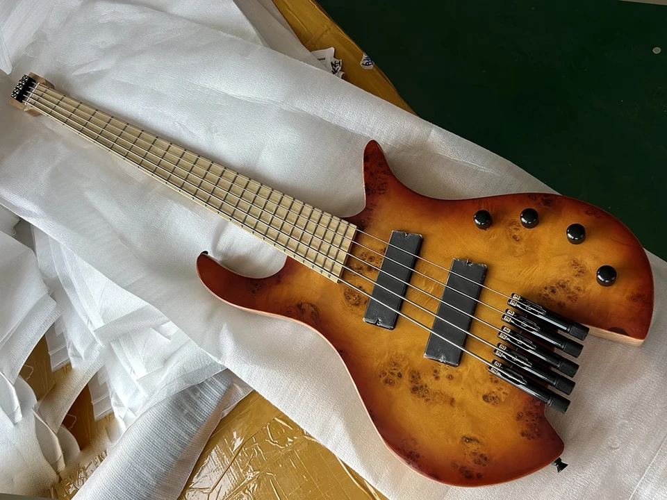 Vysoko kvalitné bezhlavé flákny 5 Strings Bass Guitar 24 pražcov javorový krk javorová dýha