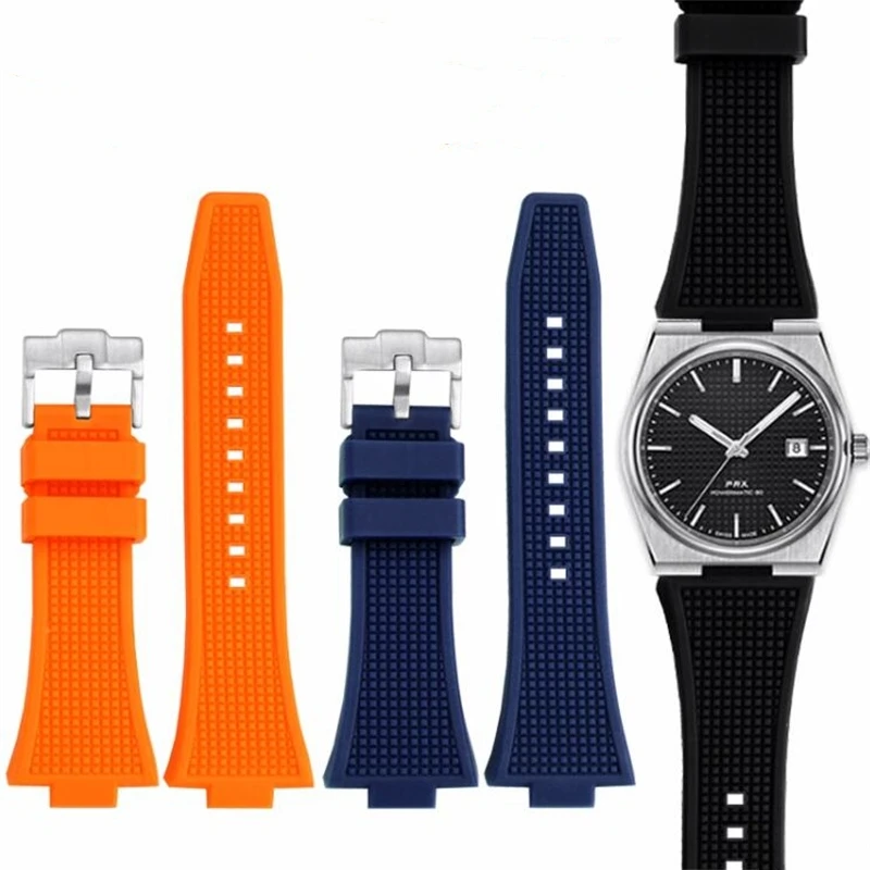 Vysoko kvalitné biele zelené konvexné silikónové gumové hodinky 26x12mm Modrý oranžový remienok Fit for Tissot T-Classic PRX T137.407 hodinky