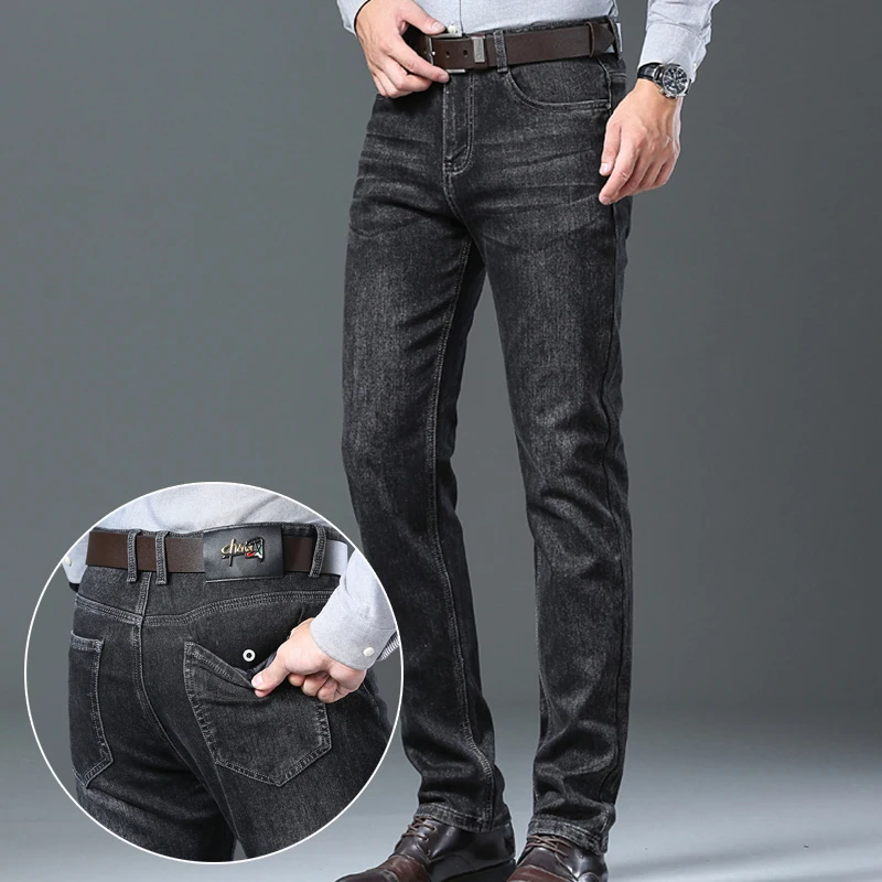 Vysoko kvalitné džínsové džínsové džínsy Elasticity Business Casy Luxury Straight Pravidelne fit klasické nové príchod značky Značky