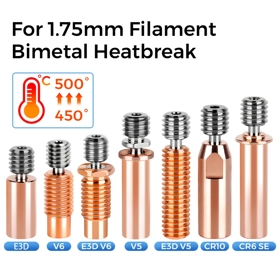 Vysoko kvalitné E3D V6 hrdlo V5 3D Časti tlačiarne CR10 BI-Metal Tepebreak meďnakovaný MK8 Path