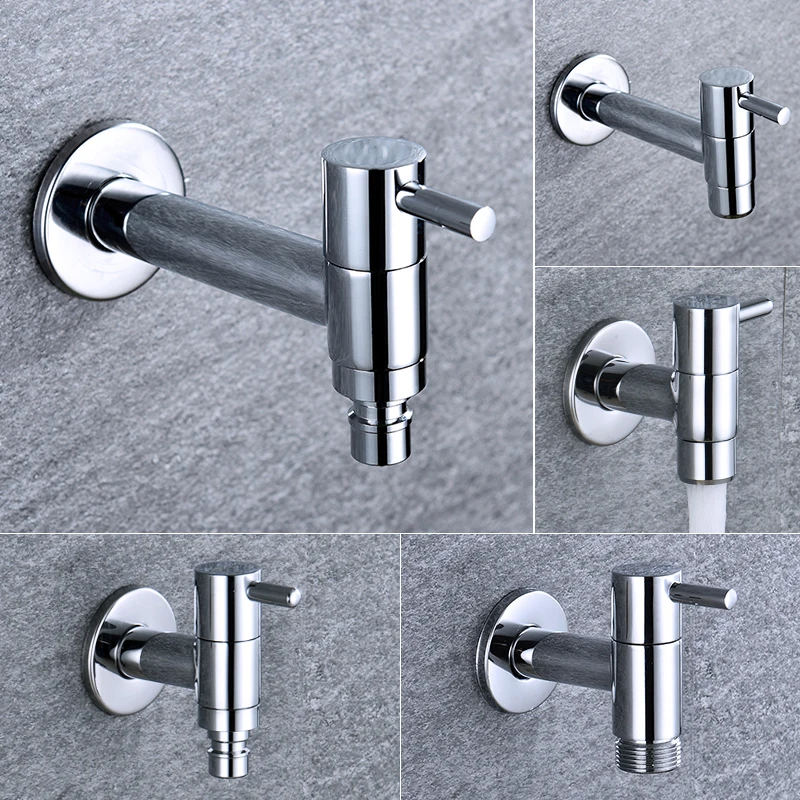 Vysoko kvalitné extra dlhé kohútik Solice Solid Brass Outdoor Garden práčka TAP Chrome Panlated Standard G1/2 závity