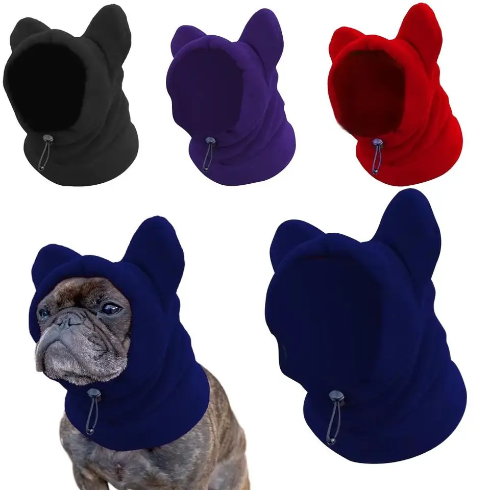Vysoko kvalitné fleece bat klobúk s mäkkým psom teplé domáce zvieratá pokrývky francúzskych psov zimné klobúky nastaviteľné domáce zvieratá jesenné zimné maznáčik