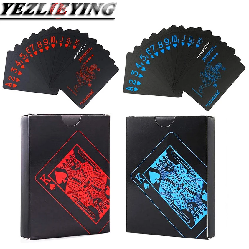 Vysoko kvalitné hrací karty nepremokavé čisto čierne hracie karty plastové doskové herné karty PVC pokerové karty Magické triky karty
