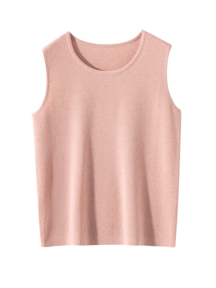 Vysoko kvalitné jarné leto Ženy Vesta 30% Merino Čestné vlnené pletené oblečenie O-krk Solid Pullover bez rukávov bez rukávov