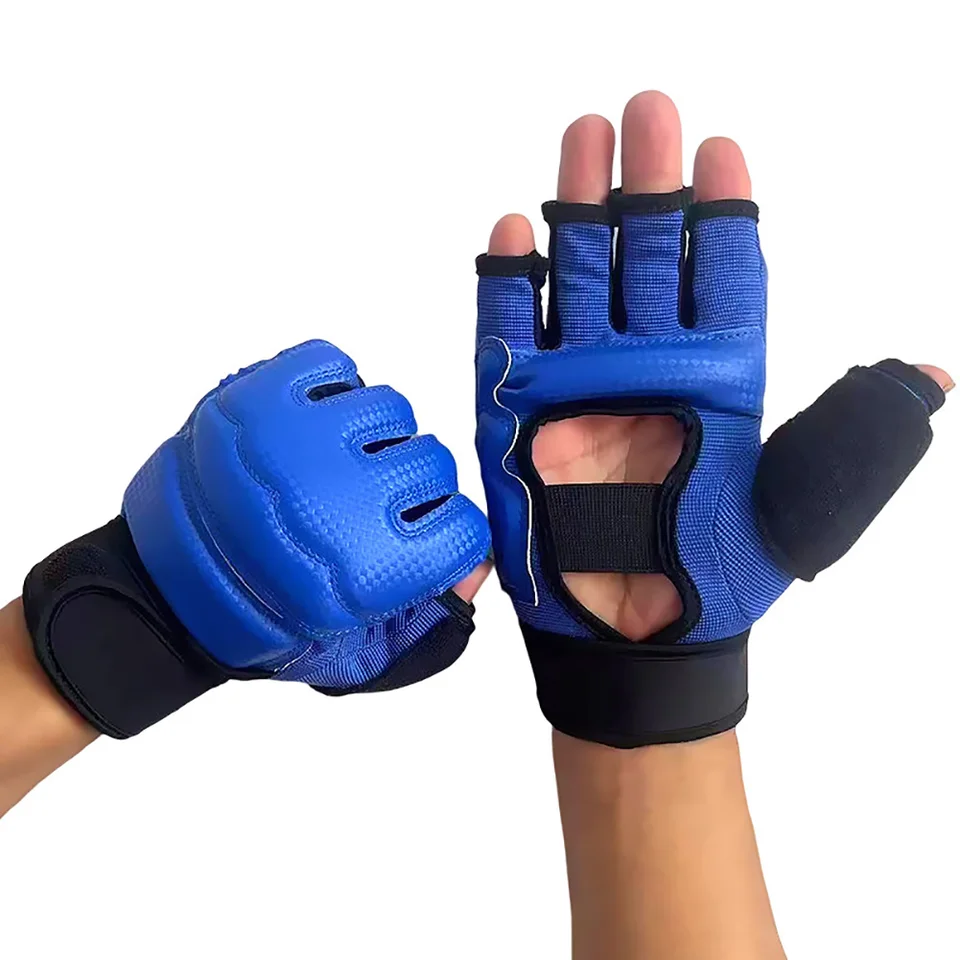Vysoko kvalitné kick boxerské rukavice MMA rukavice Muay Thai Training Boxer bojové vybavenie Half Rukats PU kožené čierne boxerské vybavenie