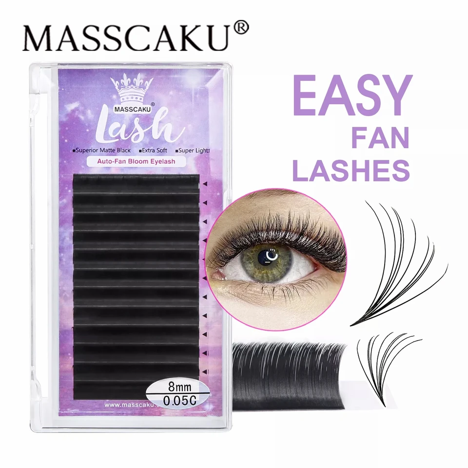 Vysoko kvalitné masscaku rýchle kvitnúce mihalnice Easy Fan Faux Mink Rikach Mäk