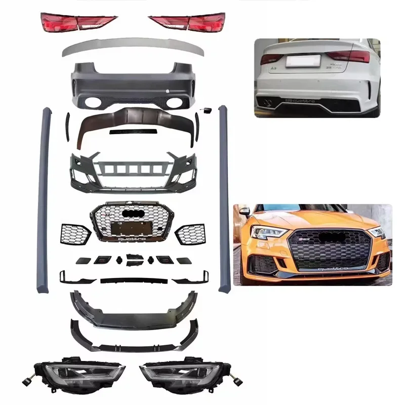 Vysoko kvalitné modernizácia konverzie automobilov pre konverziu faceliftu BodyKit pre Audi A3 8V 2013-2016 Staré do nového 2017-2019 RS3 Look Body Kits