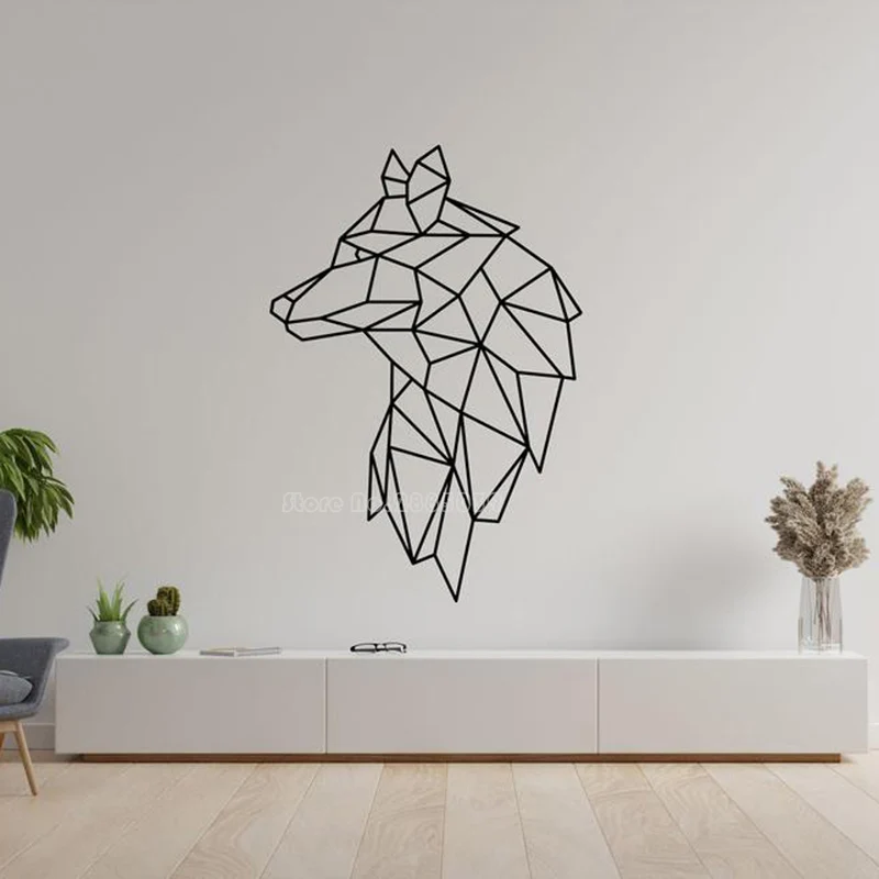 Vysoko kvalitné moderné geometrické vlčie zvieracie vinylové nálepky pre deti pre deti spálňa obývacia izba Služba na stenu slepky LL2737
