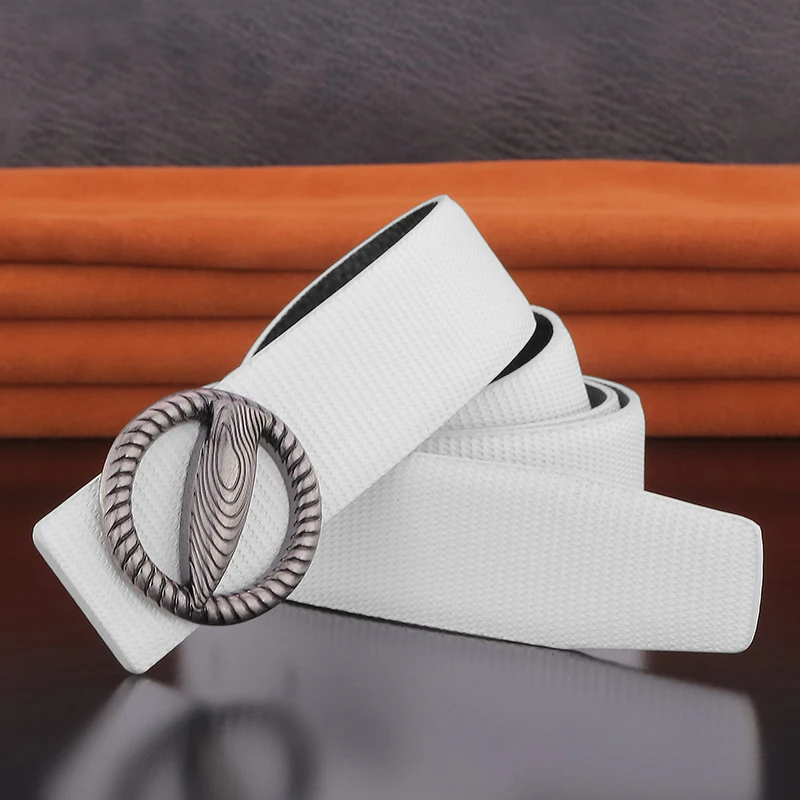 Vysoko kvalitné módne muži Slide Buckle 2023 Dizajnér biele neformálne pásy luxusná slávna značka Originálne kožené džínsy ceinture homme