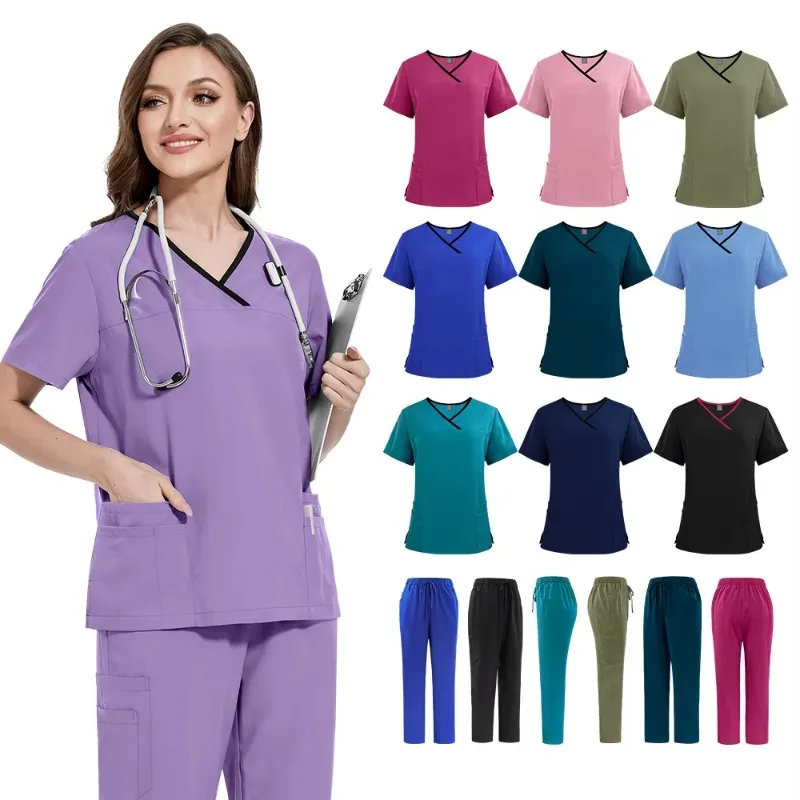 Vysoko kvalitné neformálne dýchanie rýchlo sušené elastické unisex V-krstné jogger zubný zubný zubný kozmetický salón laboratórne sestry Surbs Hospital Sety