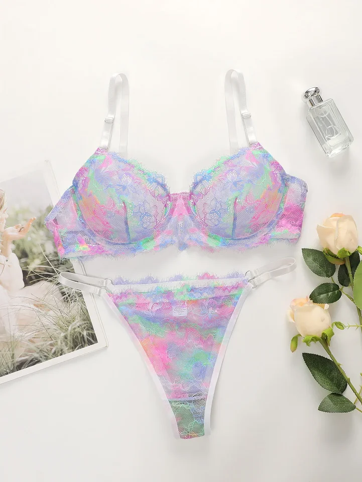 Vysoko kvalitné nové dámske spodné prádlo Krásna farebná podprsenka super tenká čipka Lady Underwear Set Sexy spodná bielizeň YS024