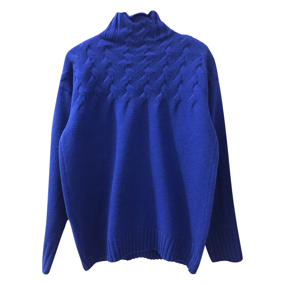 Vysoko kvalitné plné farebné pletenie sveter Dámsky 2024 Jeseň zima Royal Blue Turtleneck Swvetres Casy