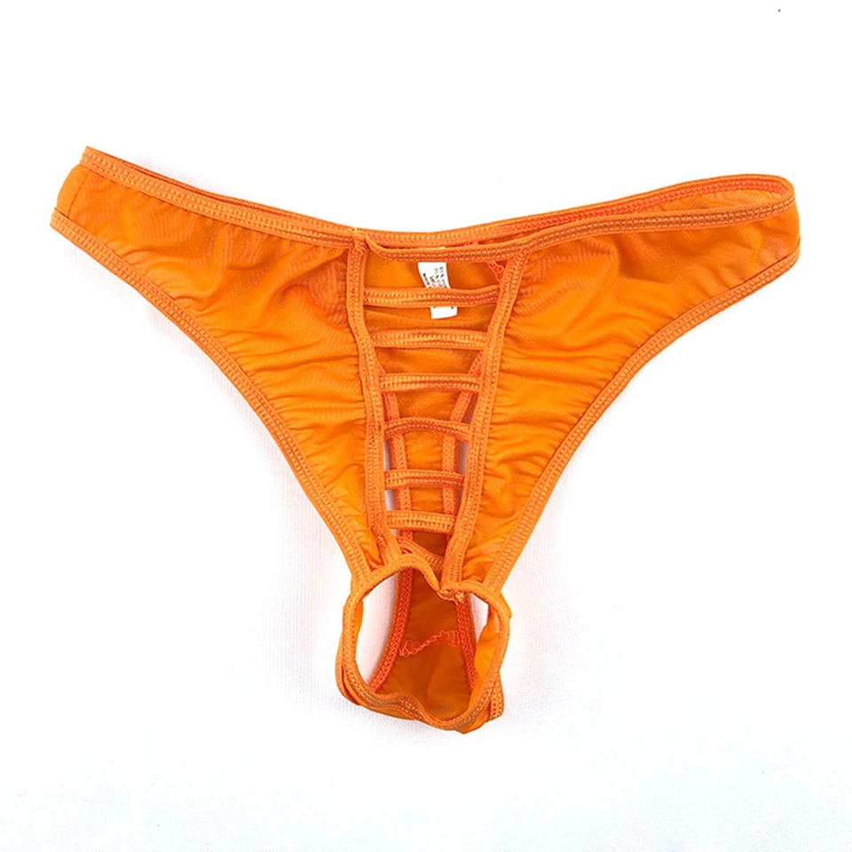 Vysoko kvalitné pánske sexy rybárske otvorené rozkroky tangá T späť g struna vysoká elasticita oranžová/čierna/žltá/zelená/modrá