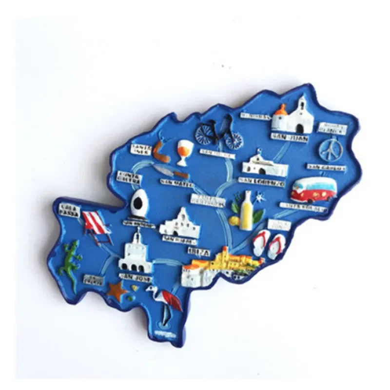 Vysoko kvalitné ručne vyrábané maľované španielske mapa chladničky Magnety turistické suveníry chladničky Magnetické nálepky Domáca dekorácia