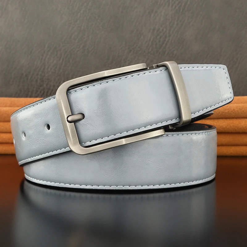 Vysoko kvalitné svetlo originálne kožené špendlíky dizajnérske pásy Men Cascurry Brand Luxury Young Boys Jeans Cintos Masculinos Green