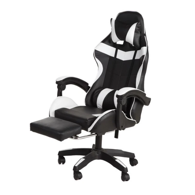 Vysoko kvalitné vlastné kožené ergonomické kreslo Čierna biela hra Silla Gamer Hering Hering Stolička s opätovným stupňom