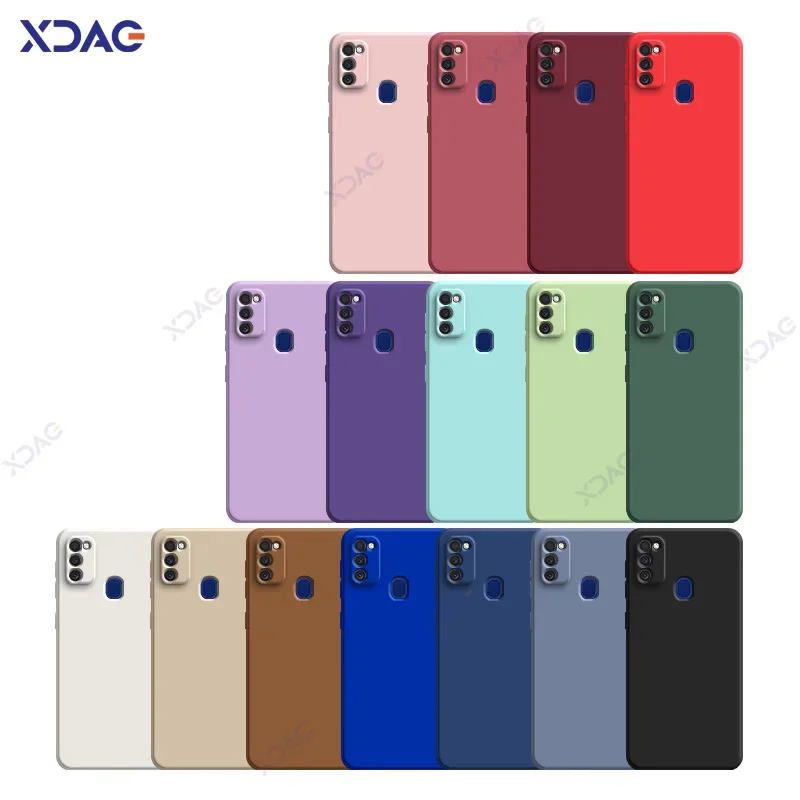 Vysoko kvalitné štvorcové tekuté silikónové puzdrá pre Samsung Galaxy M21 M30S SamsungM21 360 Soft