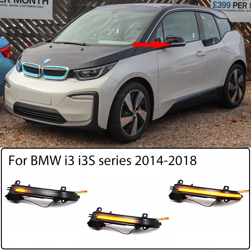 Vysoko kvalitné žlté dynamické svetlo signálne zrkadlo pre BMW i3S Series 2014-2018 Styling automobilu