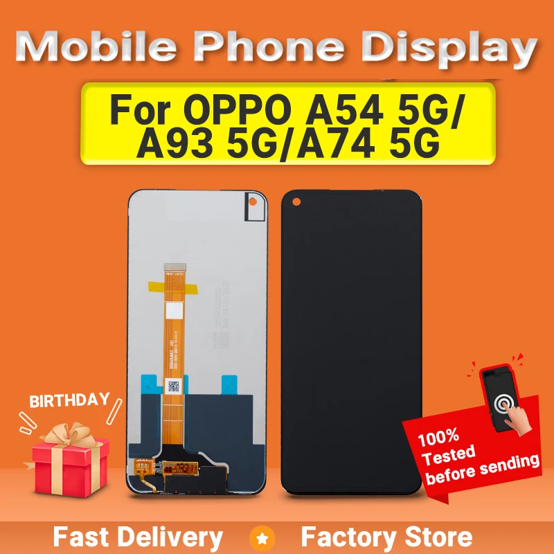 Vysoko kvalitný displej AMOLED pre PPO A93 5G/A54 5G LCD Digitalizátor dotykovej obrazovky pre OPPO A74 5G Display LCD CPH2195 OPG02 PCGM00