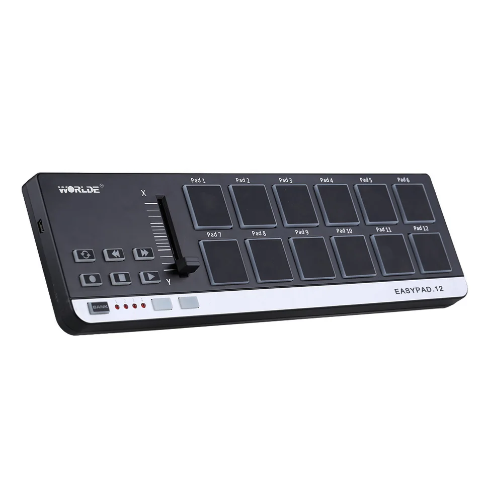 Vysoko kvalitný easypad.12 Prenosný mini USB 12 bubnových podložiek Midi Controller Hot Sale 4 Banky pre rôzne nastavenia