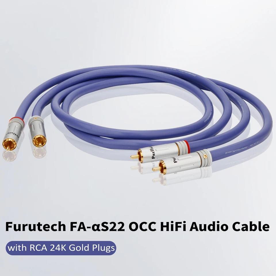 Vysoko kvalitný Furutech FA-AS22 OCC HIFI Audio Signal RCA kábel so zlatými zástrčkami RCA pre výkonový zosilňovač, reproduktor, CD prehrávač