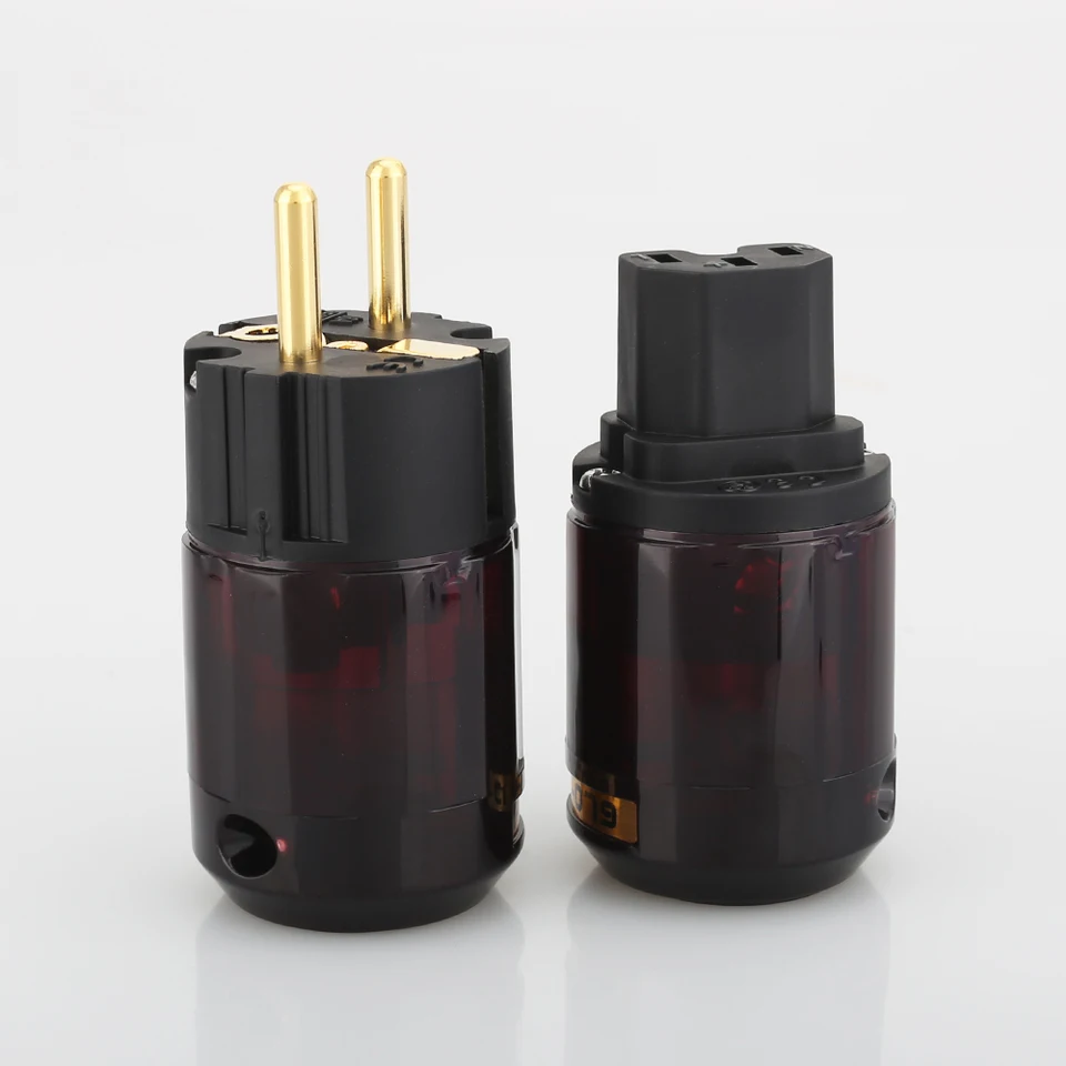 Vysoko kvalitný HI End Hifi P-079E+C-079 IEC Connector 24K Gold-Plated EÚ Power Plug Ac Cord Schuko