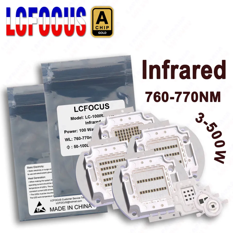 Vysoko kvalitný IR COB Chip 760nm 770nm 3W 5W 10W 20W 30W 50W 100W 200W 300W Infračervené červené svetlo žiarovky LED žiarovky LED žiarovky