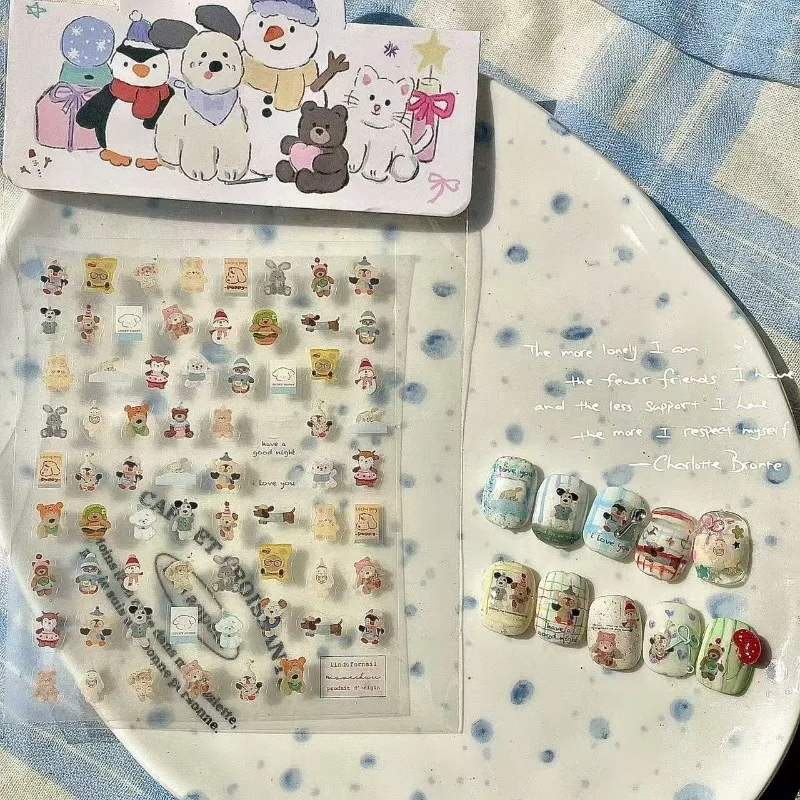 Vysoko kvalitný Jellycat Kórejský štýl ins Atmosféra krátke manikúry nálepky kuchára šteniatka ručne maľované chlpaté nálepky na detský štýl