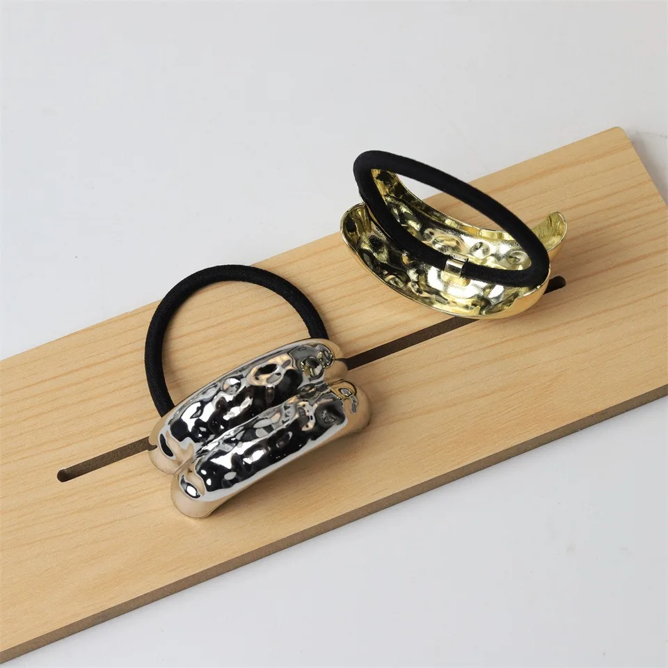 Vysoko kvalitný kovový kladený oblúk poník ródia Hairband Gold/Silver Vintage cytail Hair Pin