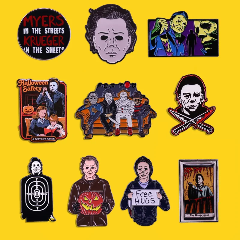Vysoko kvalitný Michael Myers Smalt Pin Mask Killer Horror Broš