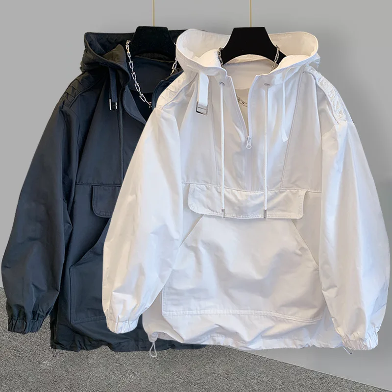 Vysoko kvalitný nadrozmerný americký vintage pánsky krém na opaľovanie unisex harajuku jarné letné letné vonkajšie pracovné bombardové bunda kabát 3xl