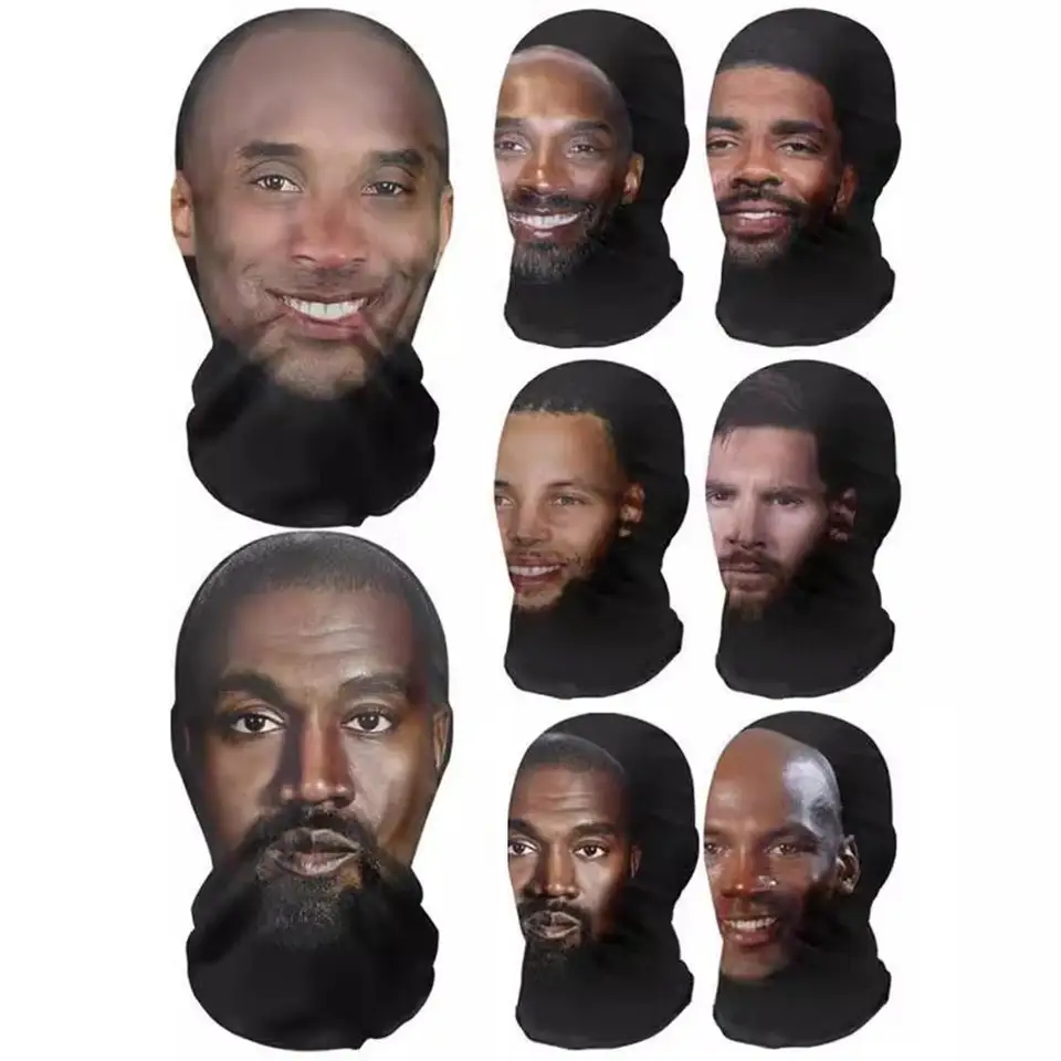 Vysoko kvalitný plynulý kanye tvár Maska celebrity tvár All Face Mask Funny Cover hlava Kryt jazdec šál cosplay headear hip hop kapucňa
