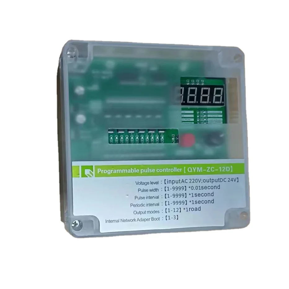 Vysoko kvalitný pulzný prúdový časovač Solenoid Air Ventil Controller Qym-ZC-12D Vstup 220VAC výstup 24VDC pre kolektor prachu
