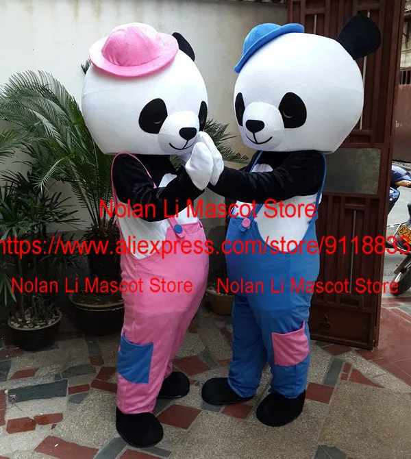 Vysoko kvalitný pár Panda Mascot Clothing Movie Film Ress Heriace vystúpenia, pešie karikatúry súprav
