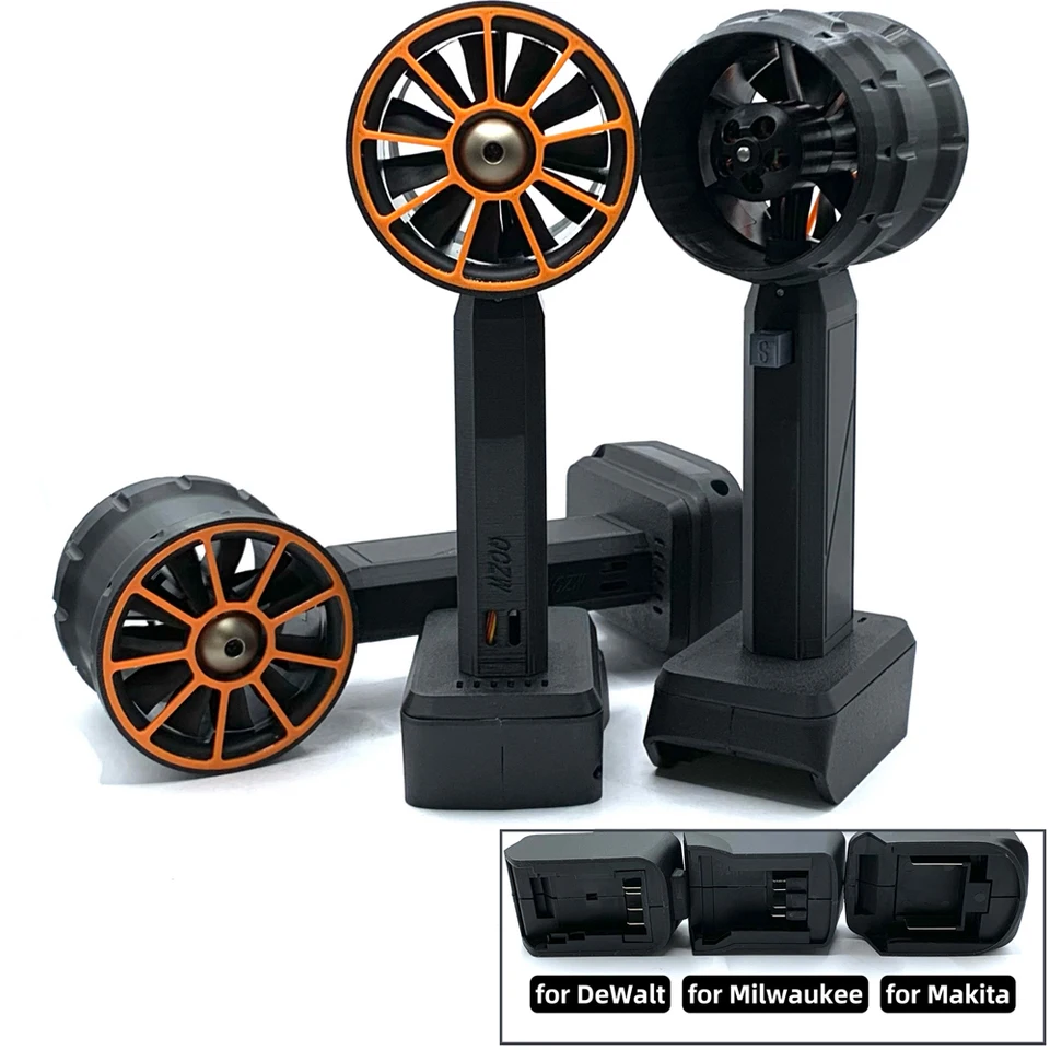 Vysoko napájací Turbofan 1100W 64 mm bez kefy Motor Jet Ventilátor 2200G Thrust Durn Blower pre batériu Makita/Dewalt/Milwaukee 18V 21V