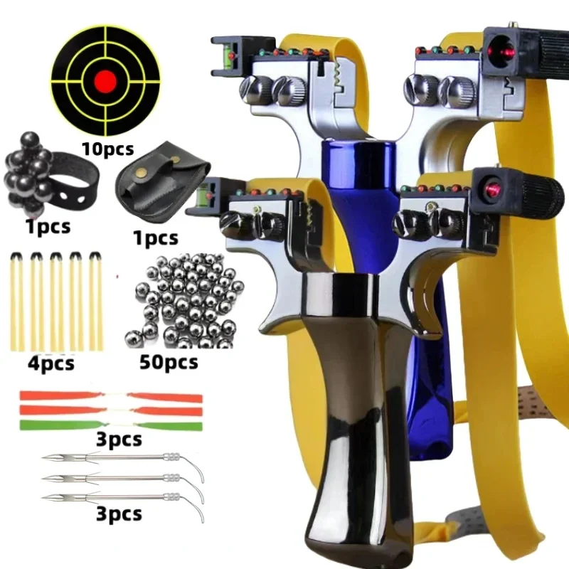 Vysoko presný laser asistovaný strelecký praket Slingshot anti sklz rukoväť vonkajšie poľovné praky vrecko ploché gumové pásmo