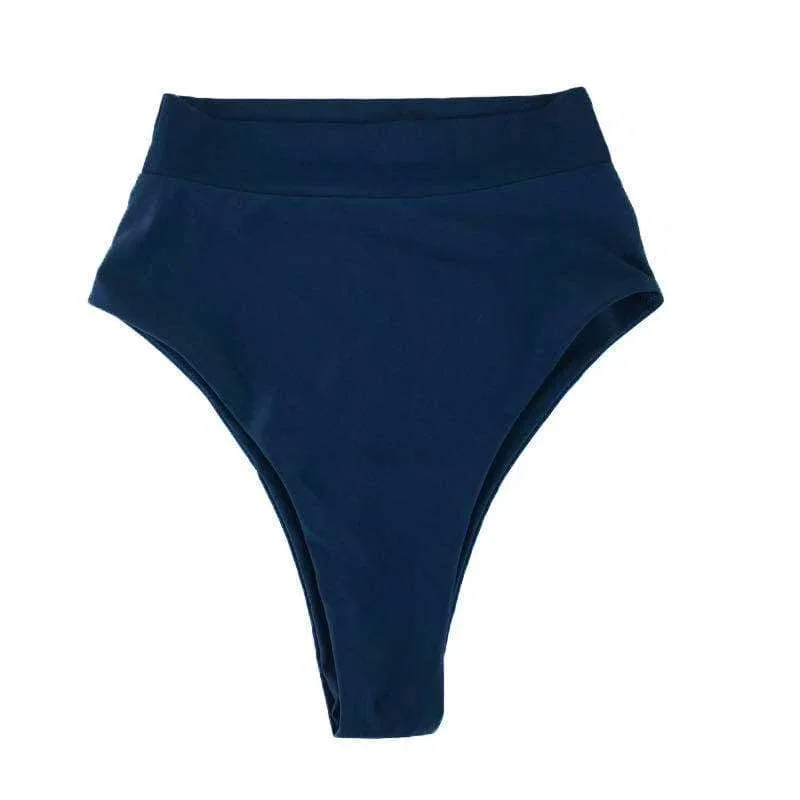 Vysoko pásové bikiny dno v polnočnej sivozele