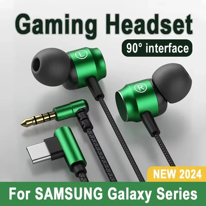 Vysoko verný priestorový zvuk C-type C 3,5 mm hudobné slúchadlá s mikrofónom pre Samsung 90 ° Jack káblové herné slúchadlá