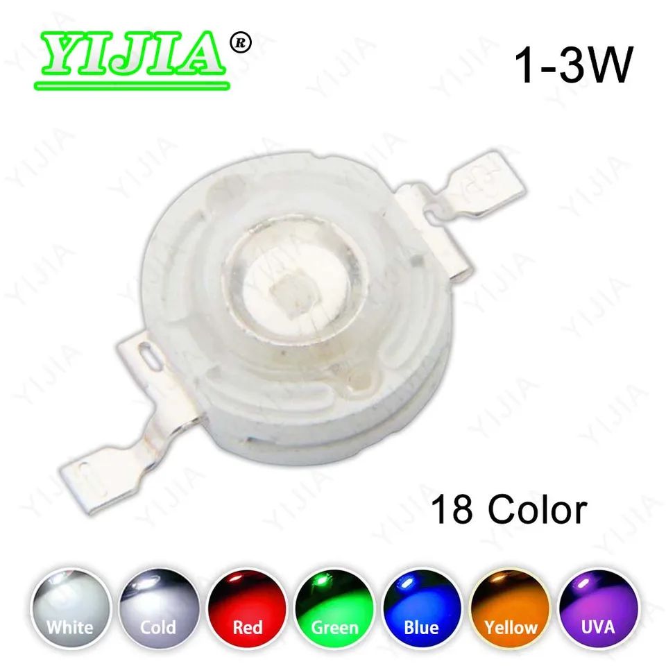 Vysoko výkonný LED čip 1W 3W Warm Cool White červená modrá zelená žltá plné spektrum 660nm 440nm COB Grow Lamp pre 1 3 watt ľahké guľôčky