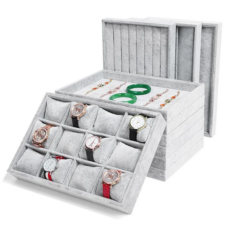 Vysoko úroveň Gray Velvet Ring Náramok Náramok Náramok Hodinky Závesný náušnica ruka na ruku šperky na šperky podnosový držiak na dosku
