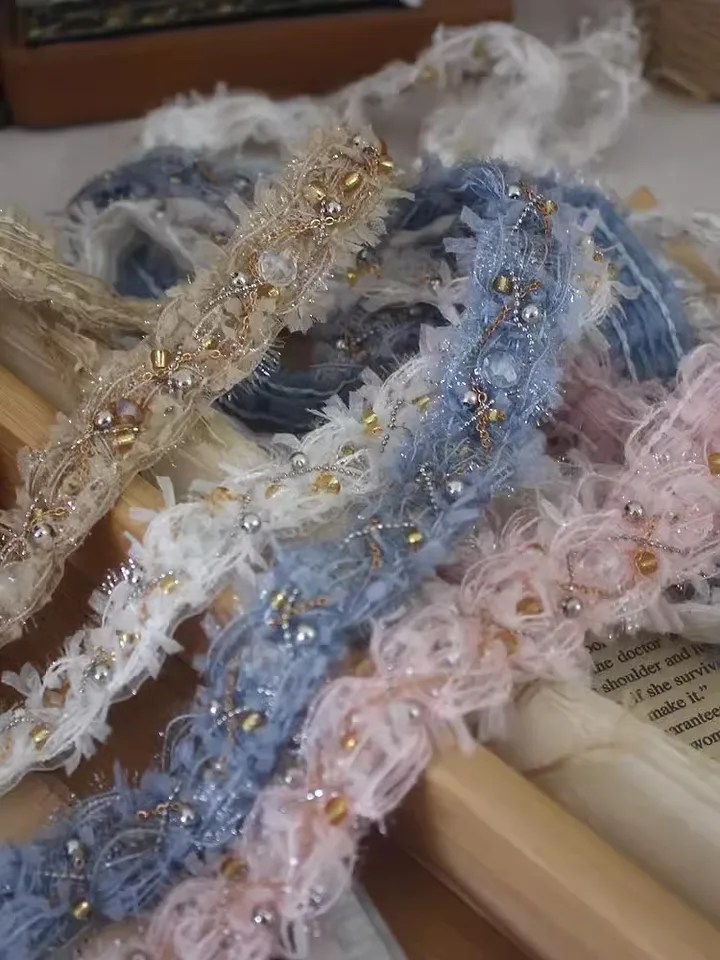 Vysokokvalitné ručne kreté s korálkovými vlasovými čipkovanými dekoráciami Diy Ramer Belt Jewery Šitové šitie príslušenstvo