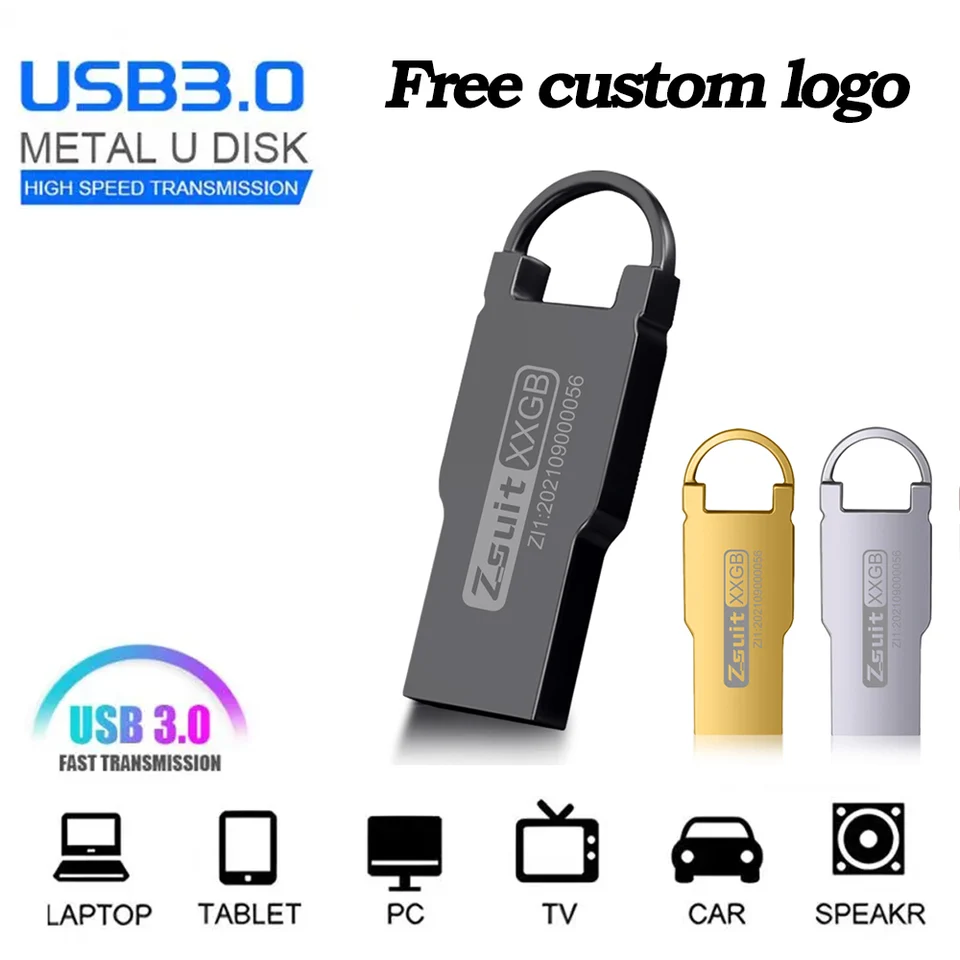 Vysokorýchlostné memory Flash Drive Pendrive 64 GB 32 GB nepremokavé pero Drive USB 3.0 Flash USB kovové pero USB U Disk Pamäť zadarmo logo