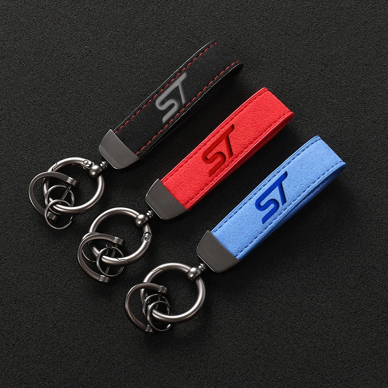 Vysokorýchlostné semišové kožené autá Keychain Focus St Key Prsteň pre Ford Focus St Mondeo Fiesta Kuga Escape Explorer Fusion Edge CAR